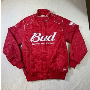 Chase Authentics Women's XL Red NASCAR Budweiser Zip Up Jacket Racing NWT Fan